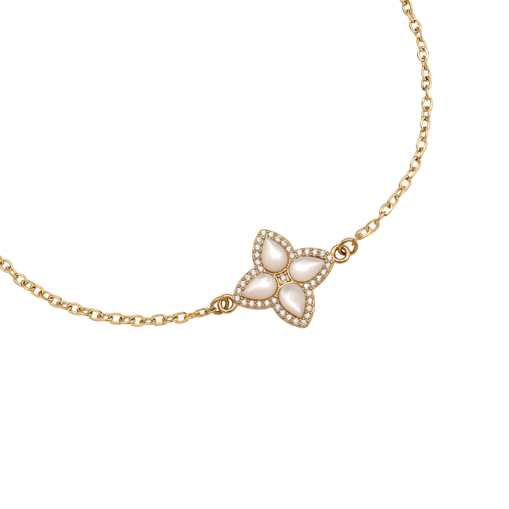 15cm Nice Diamond Luckly Flower stainless steel bracelet   