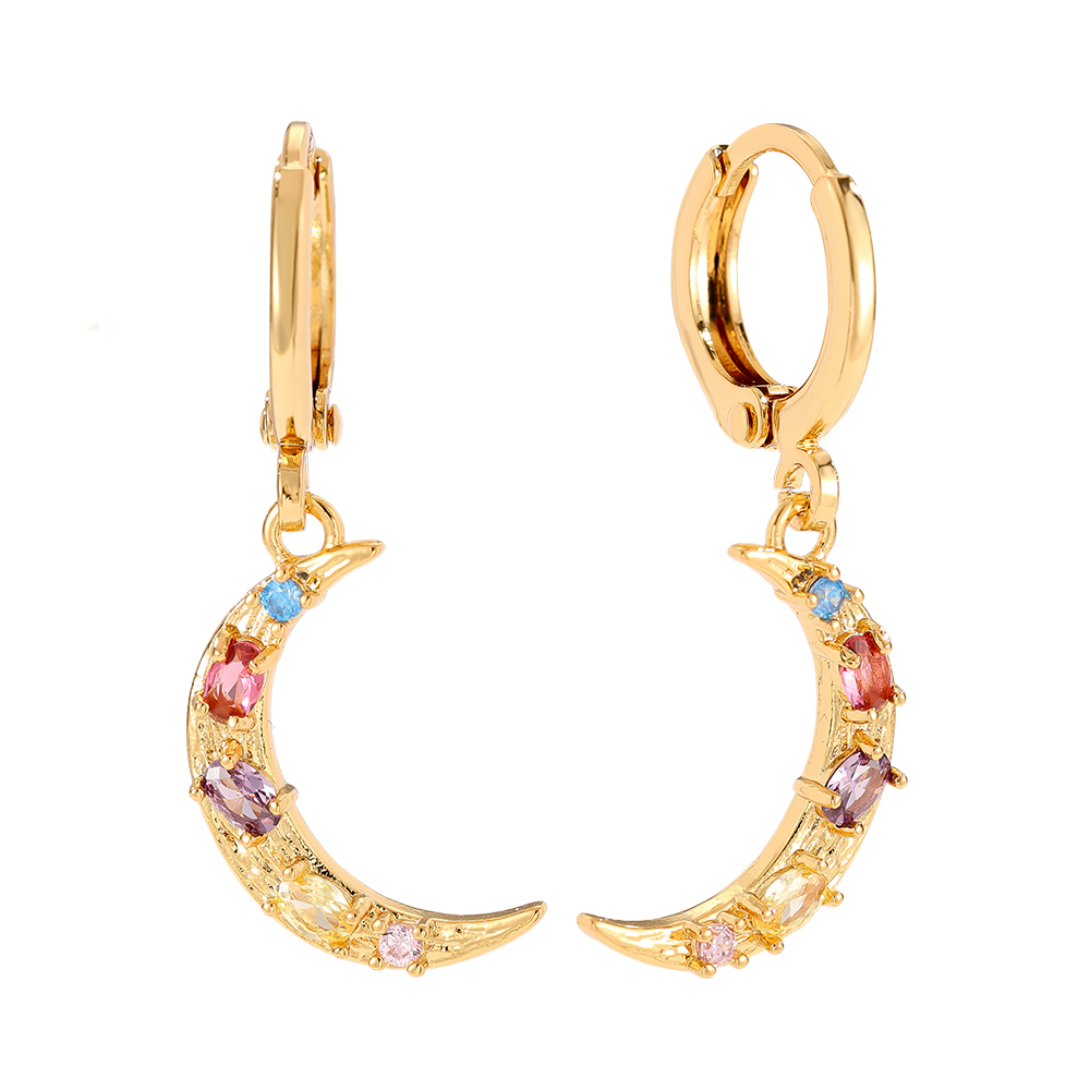 3cm Diamond Moon gold-plated earrings     