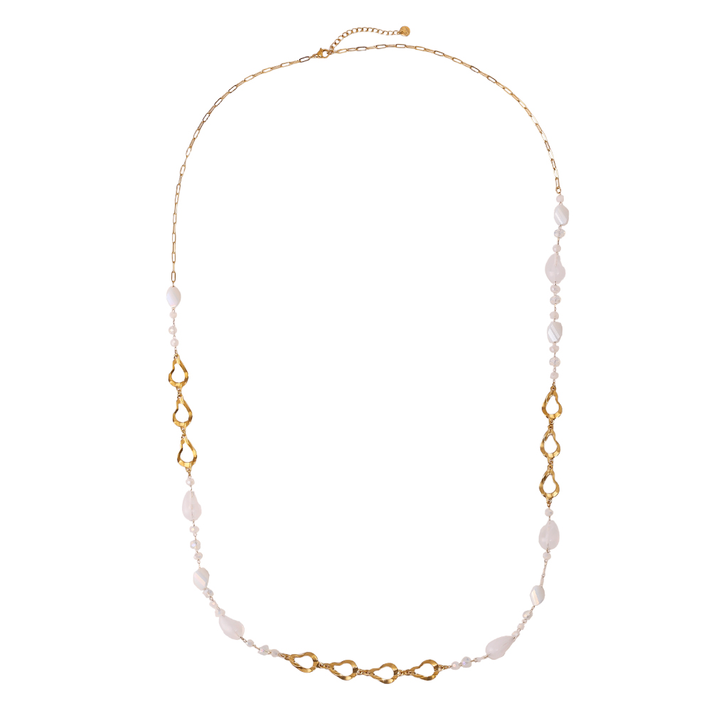 97cm resin drop and gold drop stainless steel necklace     