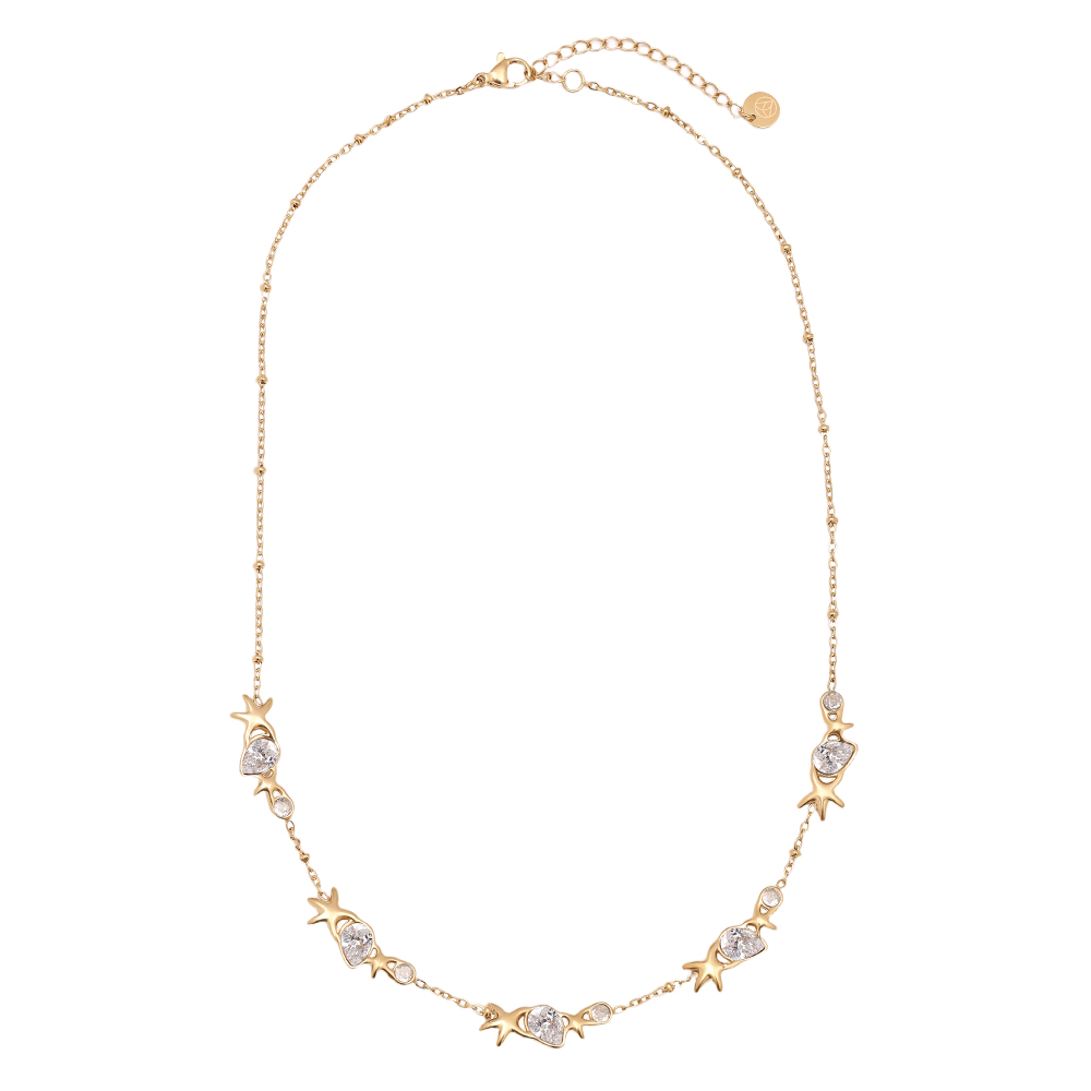 42cm starfish drop rhinestone stainless steel necklace
