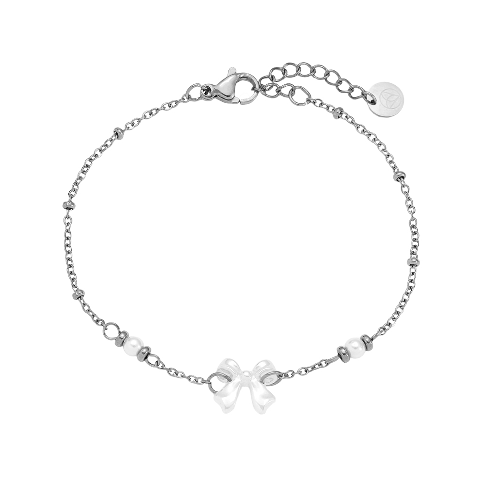 17cm Pearl Dots And Butterfly stainless steel bracelet   