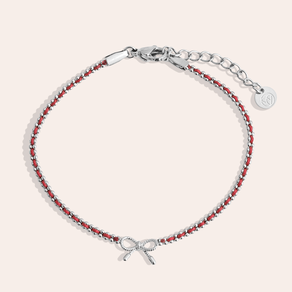 17cm loop is on the red cord stainless steel bracelet       