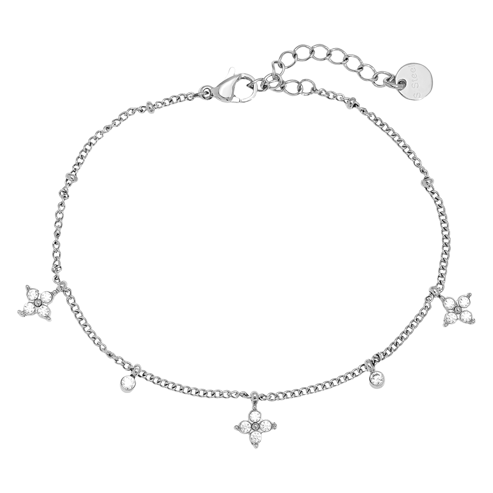 16cm Tiny Diamond Flower stainless steel bracelet  