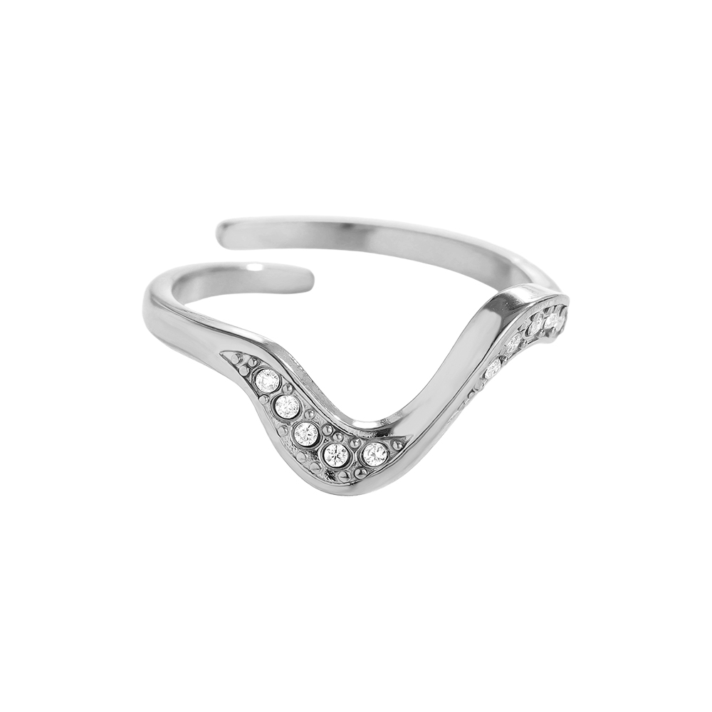 Adjustable fine wave zirconia stainless steel ring 