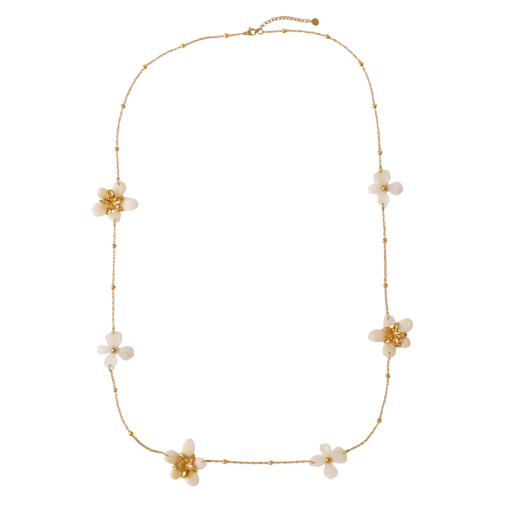 94cm acrylic flower stainless steel necklace      