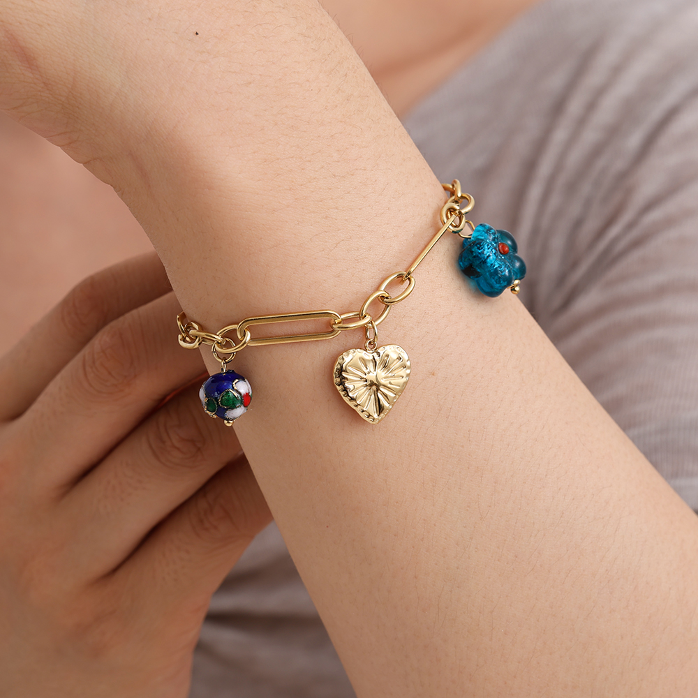 17cm Blue Trend Charms stainless steel bracelet   