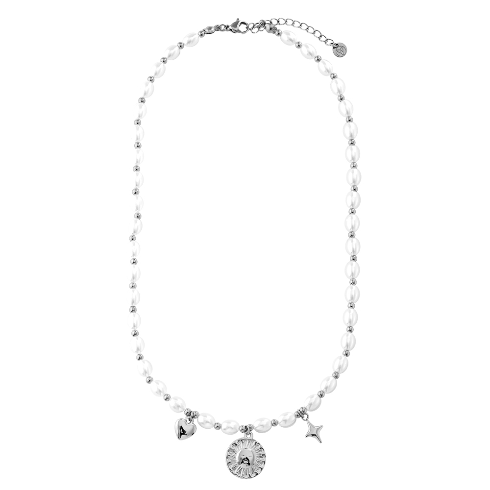 Stainless steel necklace 40cm Pearl Chain With Charms