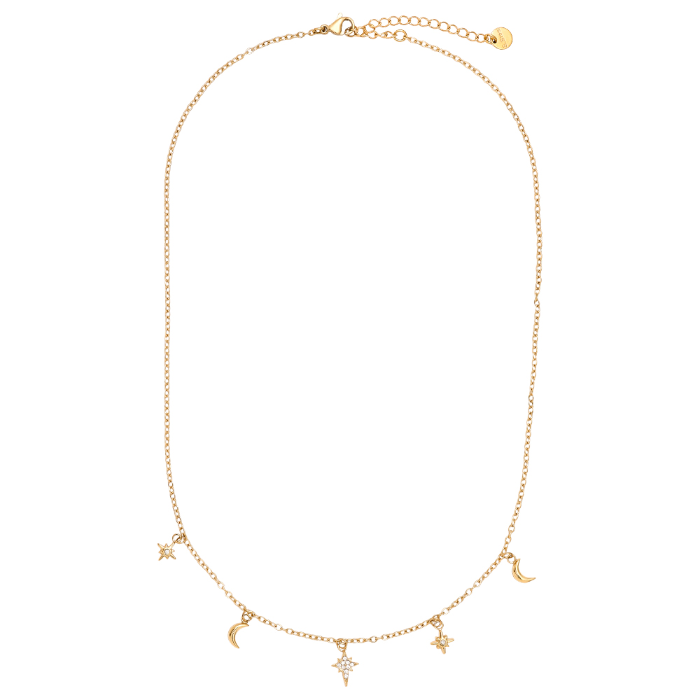 40cm Moon And Star Charms stainless steel necklace      