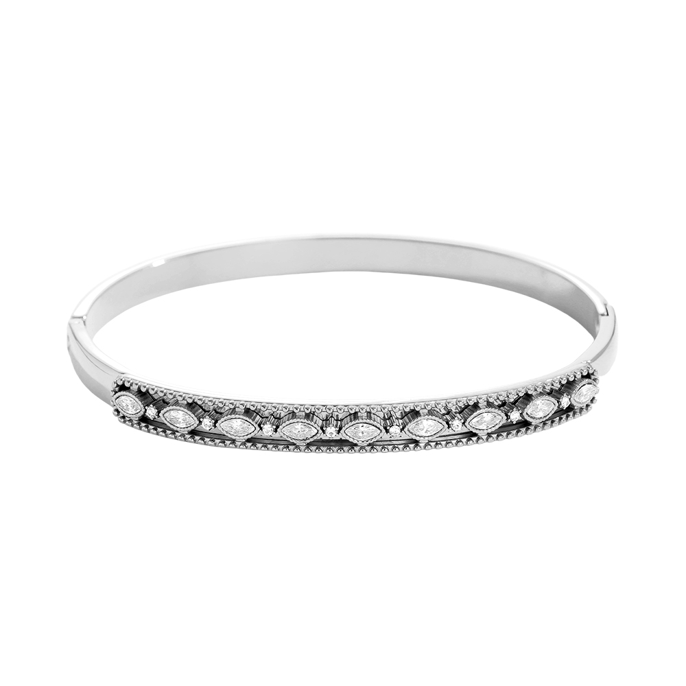 6.2cm Diameter Fancy Diamond Stainless Steel Bangle      