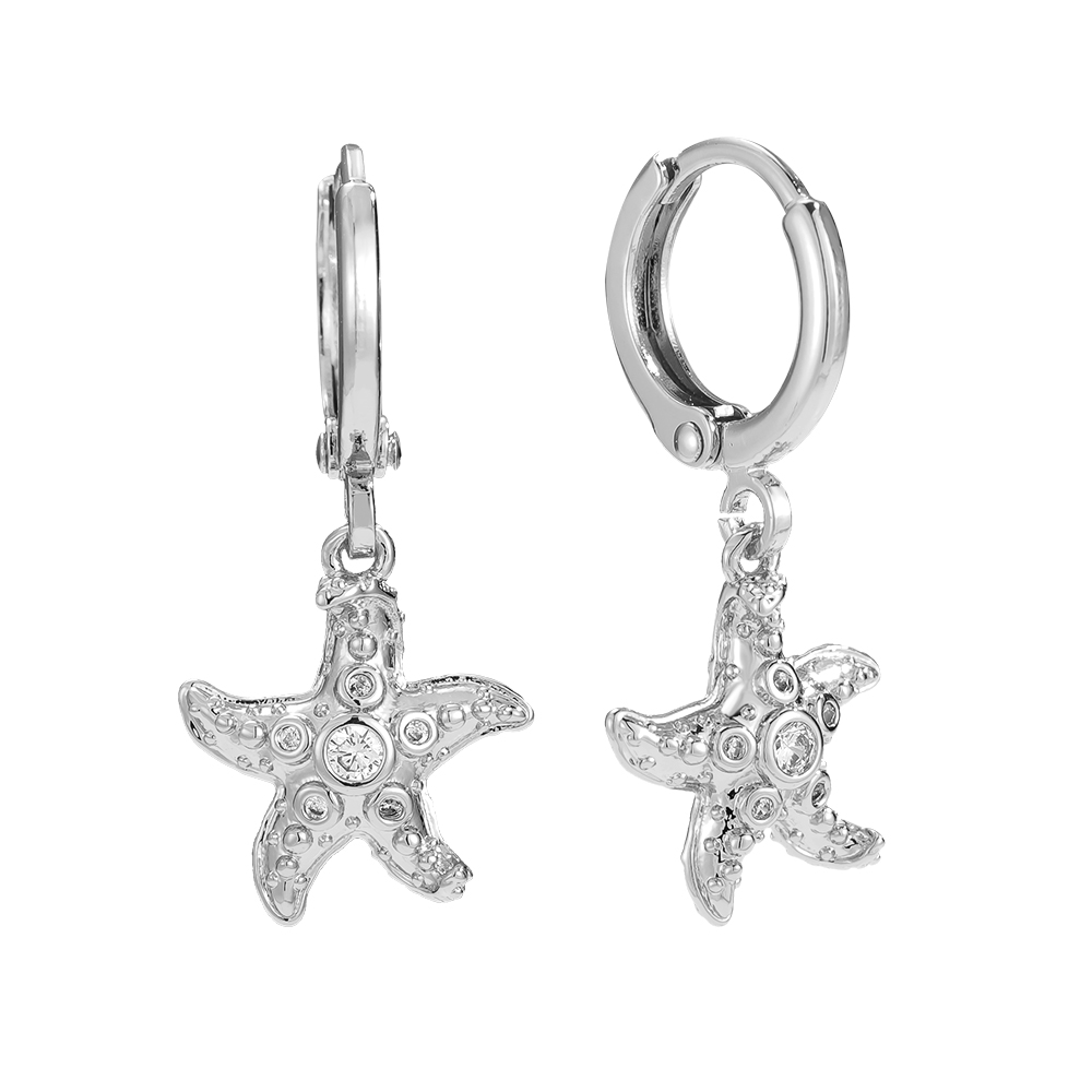 26mm Cute Star Diamond Gold Plated Earrings