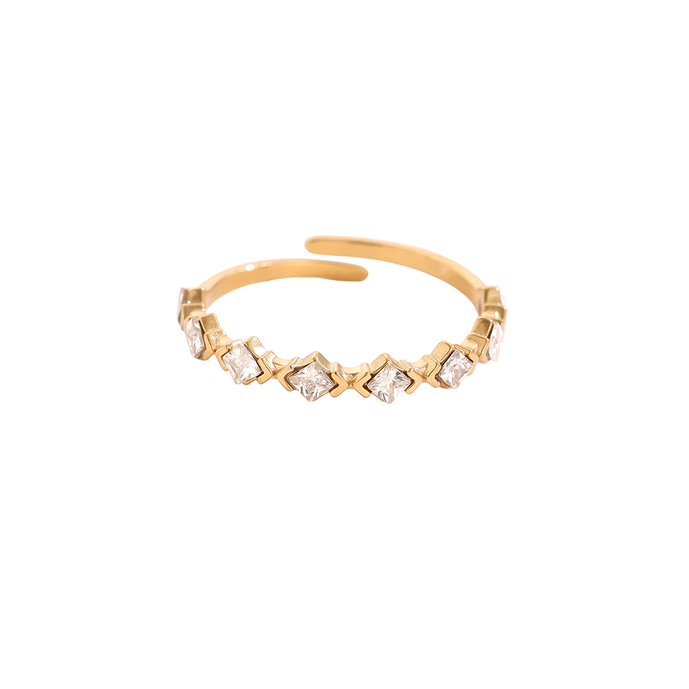 Many Diamond Cube stainless steel ring    