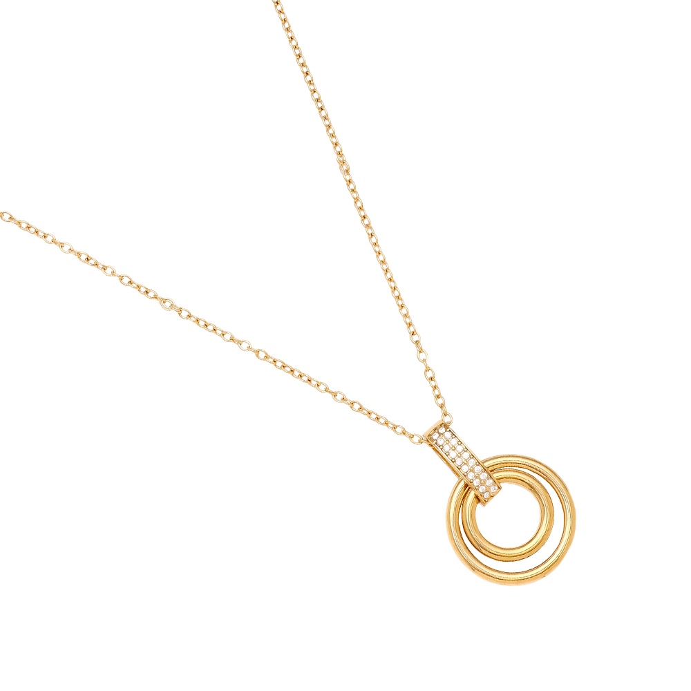 60cm Cycle And Diamond Lock Stainless Steel Necklace       