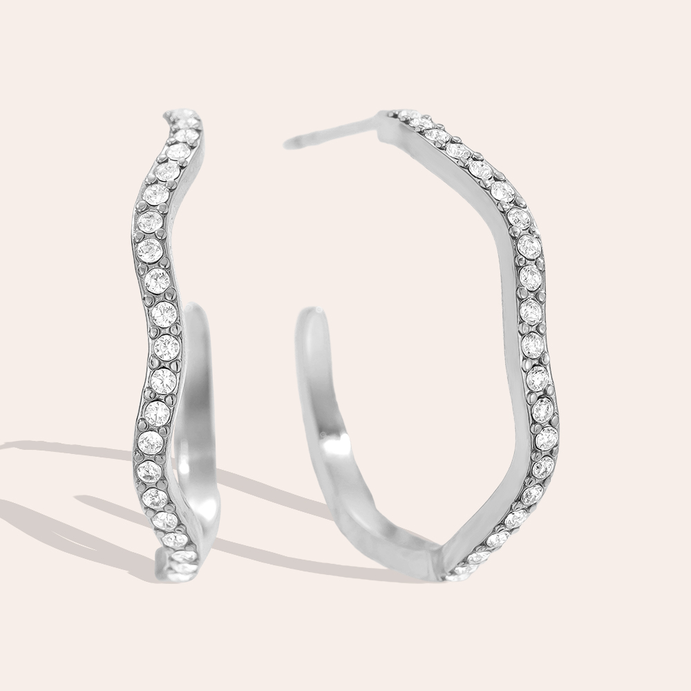 2.3cm Diamond Half Hoop Stainless Steel Earrings    