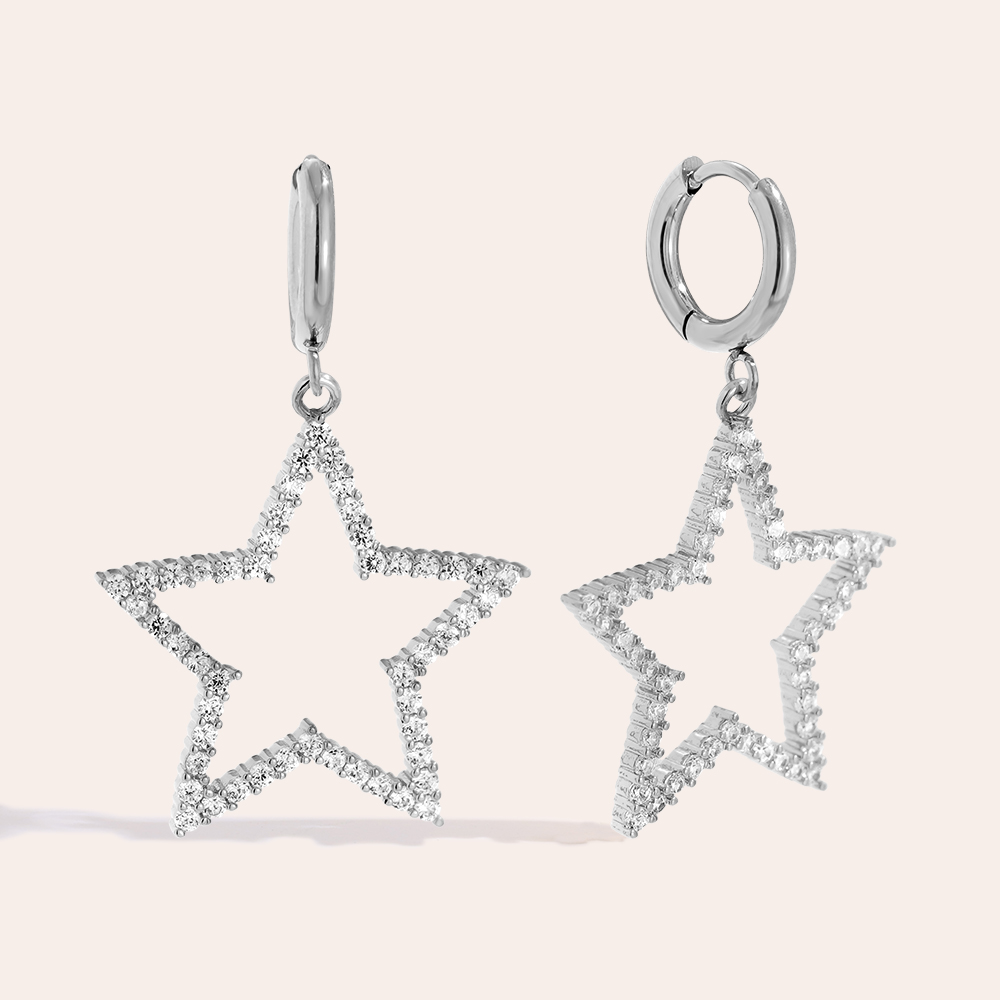 40mm Diamond Star stainless steel earrings