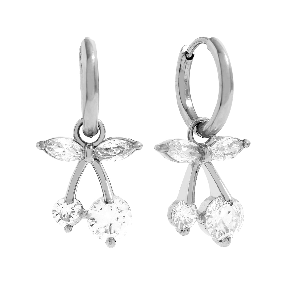 2.8cm Cherry Diamond Stainless Steel Earrings