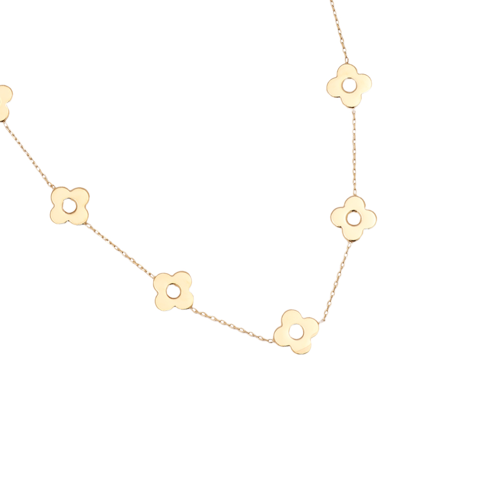 40cm five flower stainless steel necklace  