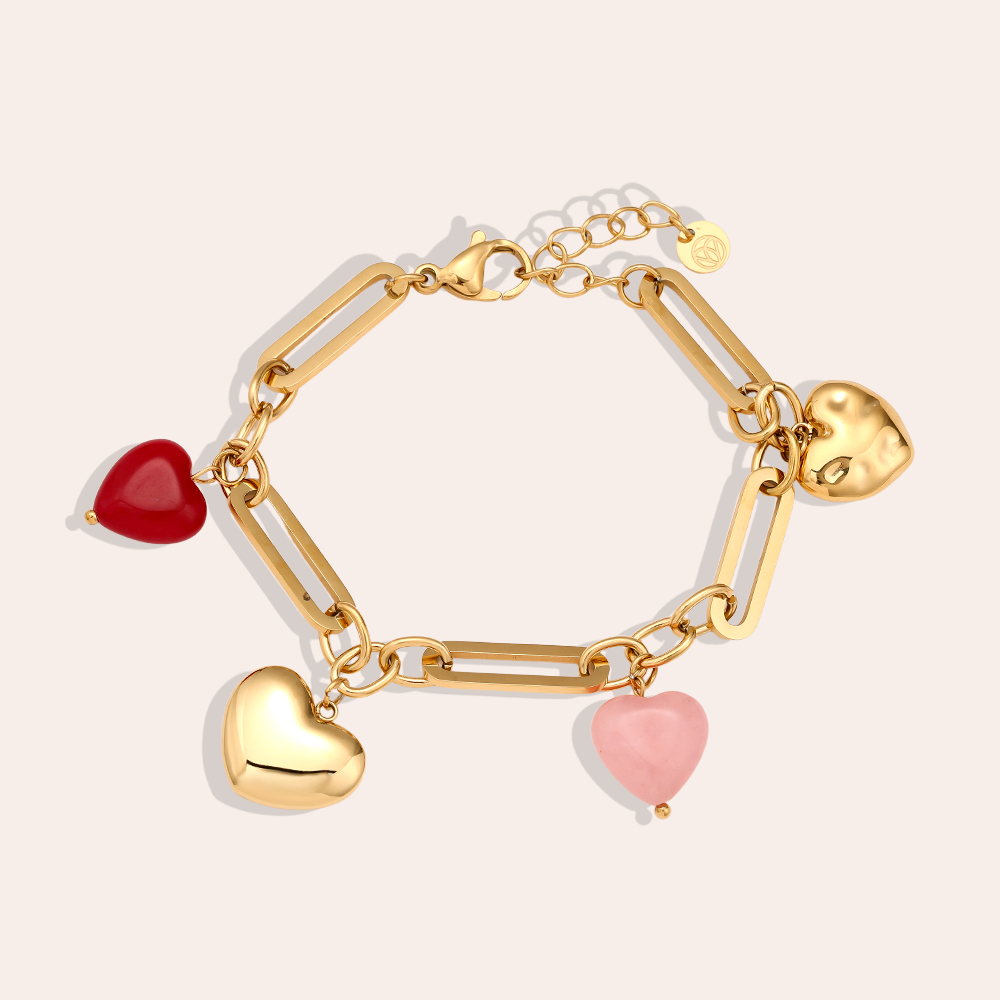 17cm Colourful Hearts stainless steel bracelet