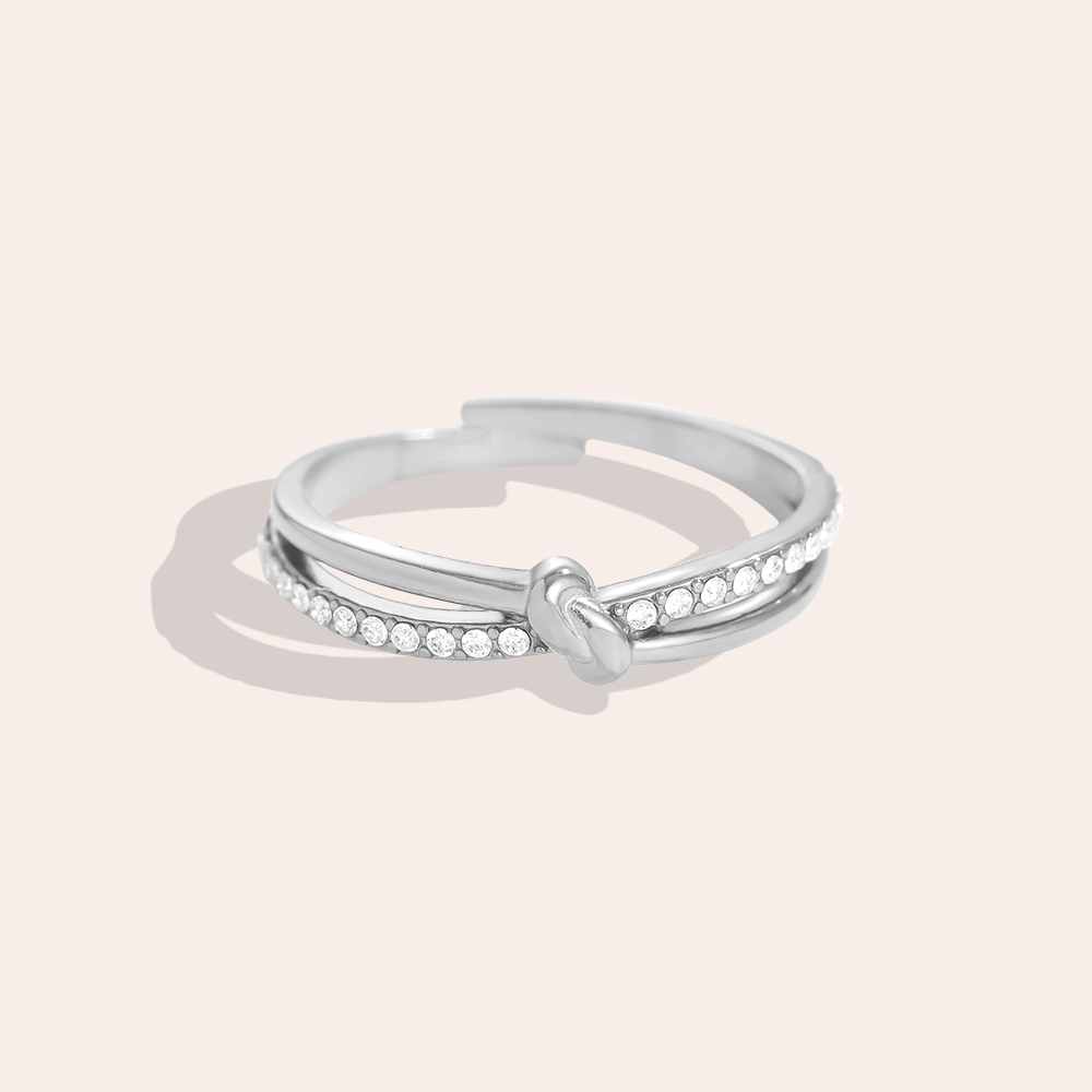 Small Knot Diamonds stainless steel ring    
