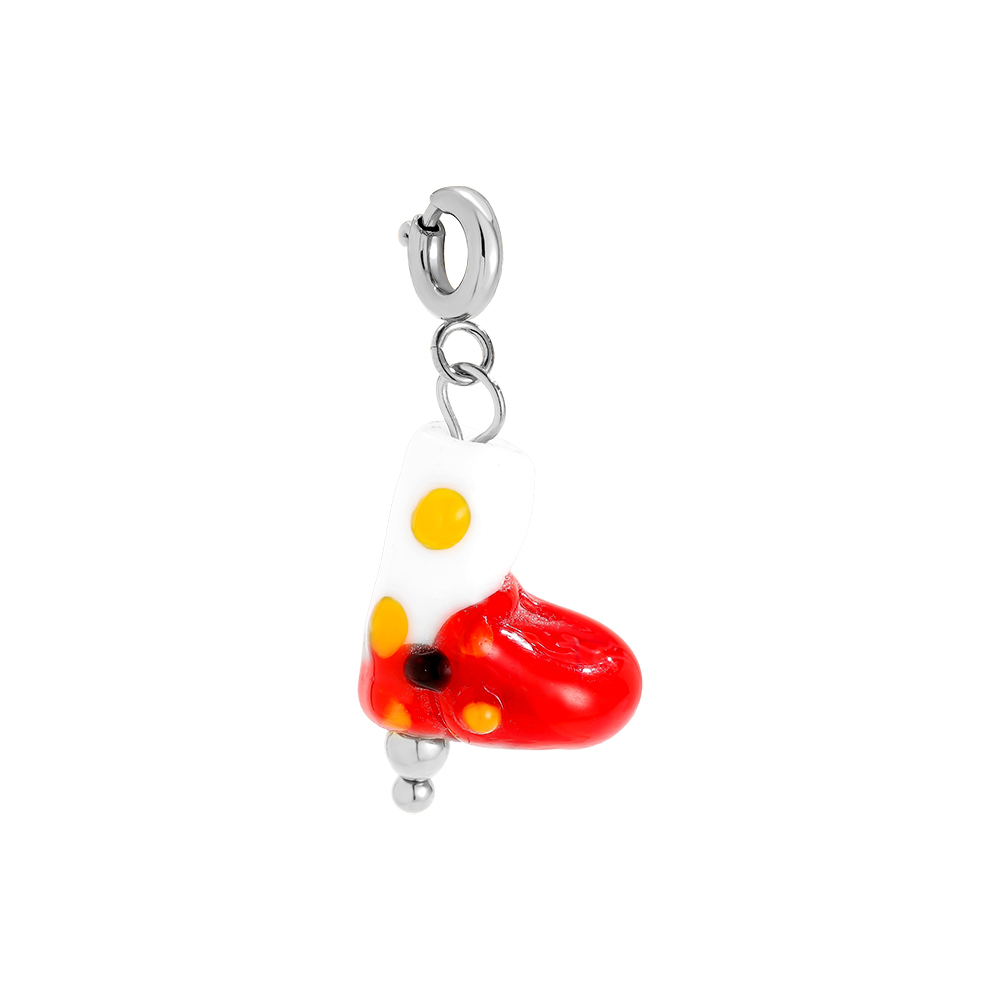 1.3*2cm Spring Clasp Xmas Orange Point Boot Stainless Steel Pendant       
