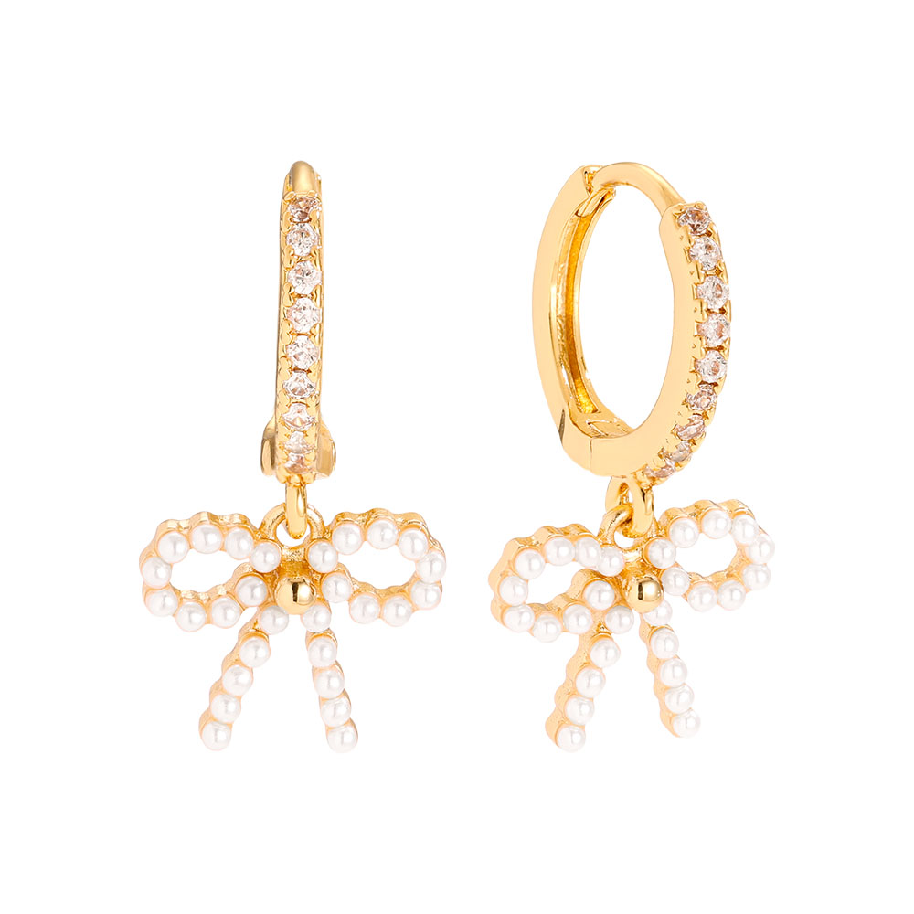 24mm Pearly Bowtie gold-plated earrings    