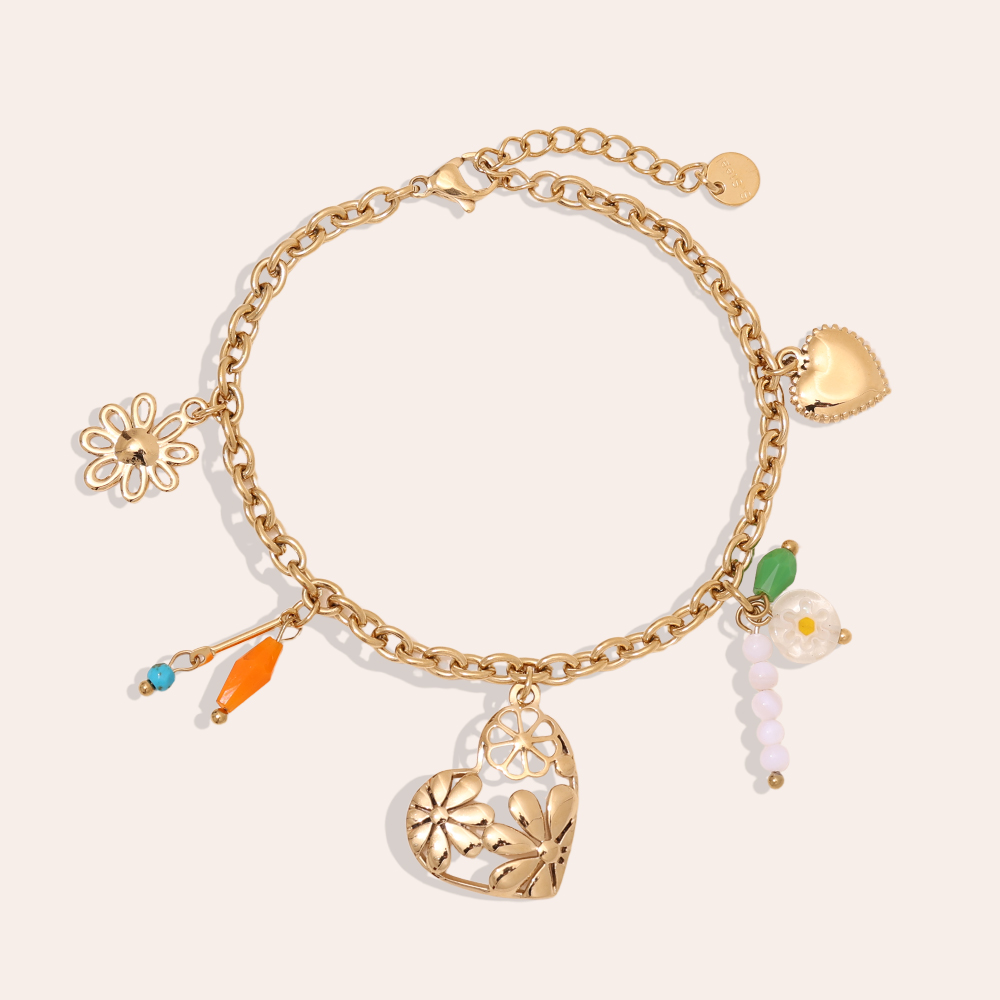 16cm heart and small pendant stainless steel bracelet      