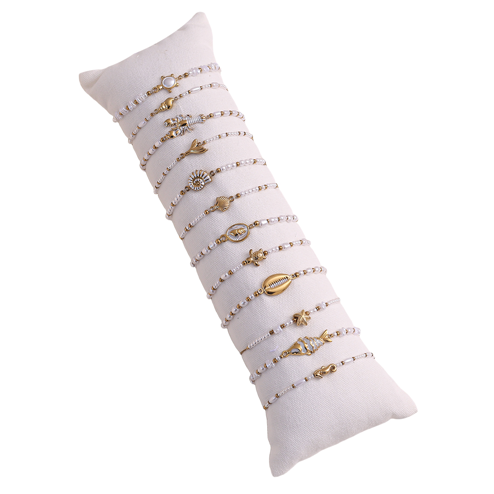 Set of 12 17cm stainless steel shell beads bracelet