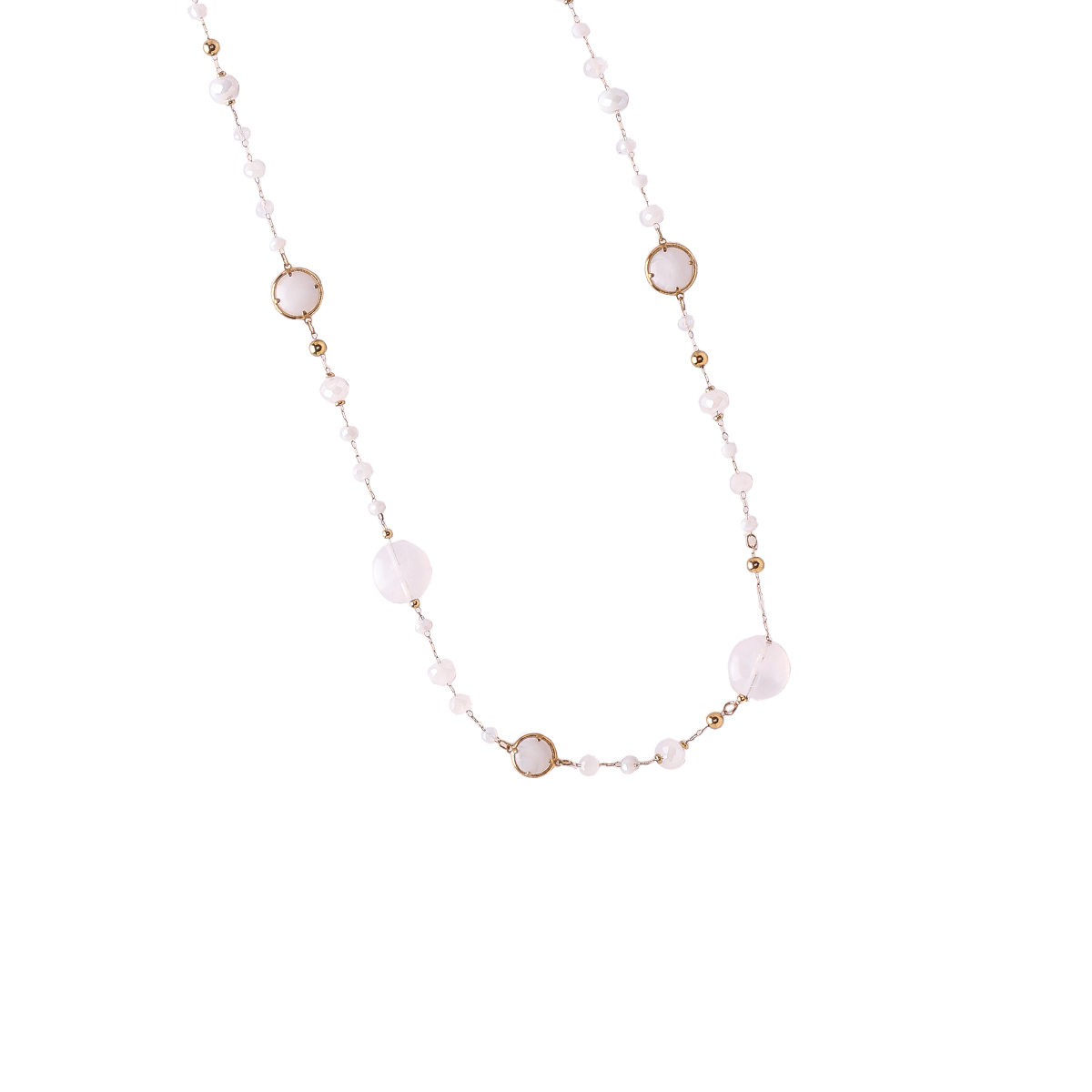 96cm resin crystals stainless steel necklace