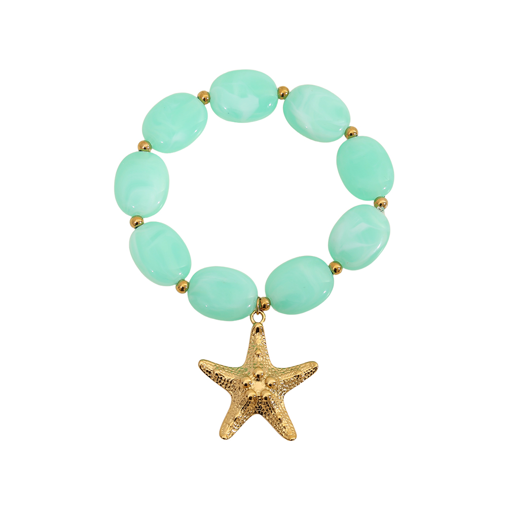 Elasticated golden starfish and acrylic stainless steel bracelet        