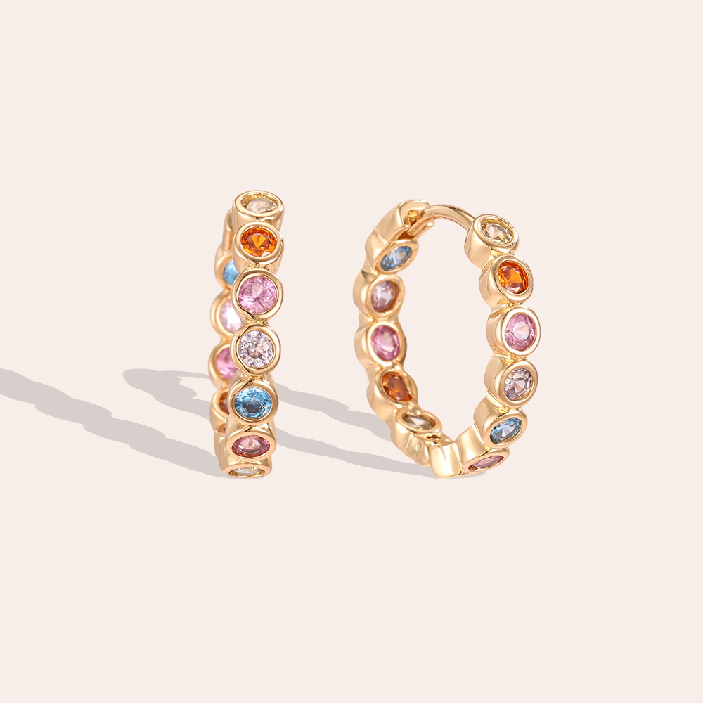 Gold-plated 16mm cubic zirconia hoop earrings