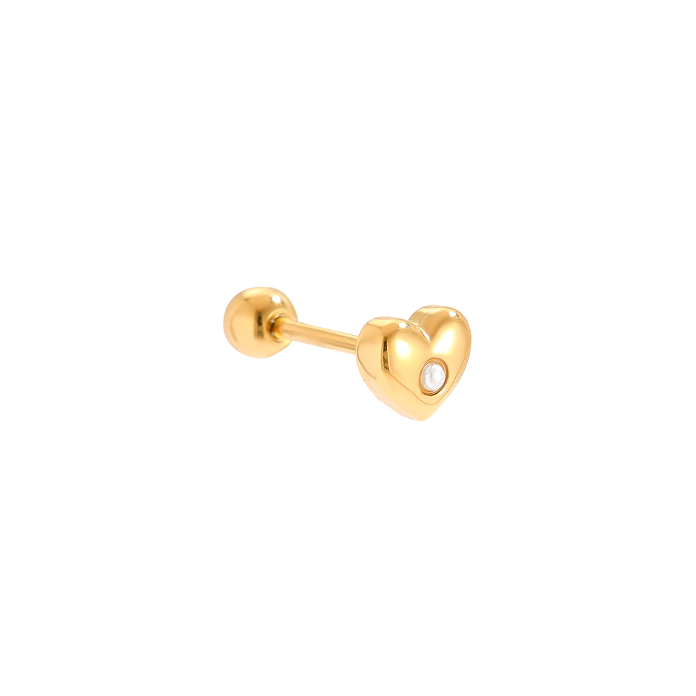 4mm Diamond In Heart stainless steel piercing    