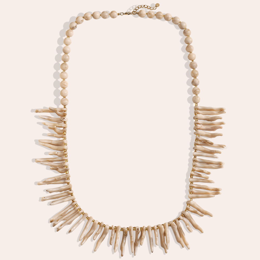 86cm acrylic herringbone shape stainless steel necklace     