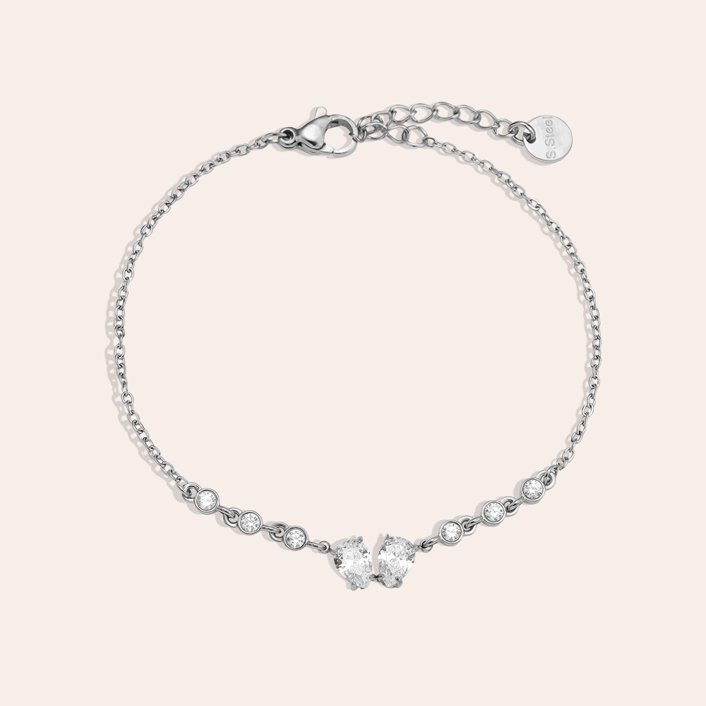 16cm Fancy Sparkling Diamond stainless steel bracelet     