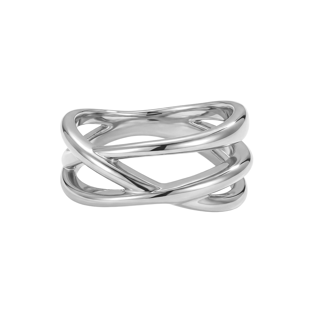 single crossed stainless steel ring    