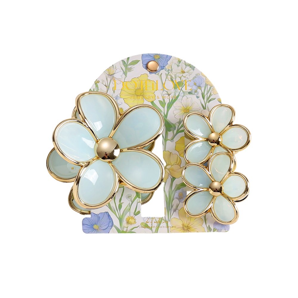 8+4cm 3pcs Blue Flowers Hair Clip Set Copy