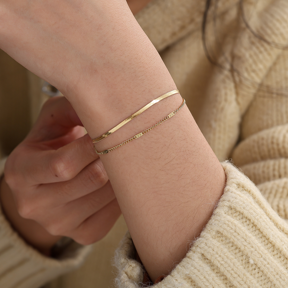 16cm Two Layer Casual Stainless Steel Bracelet      