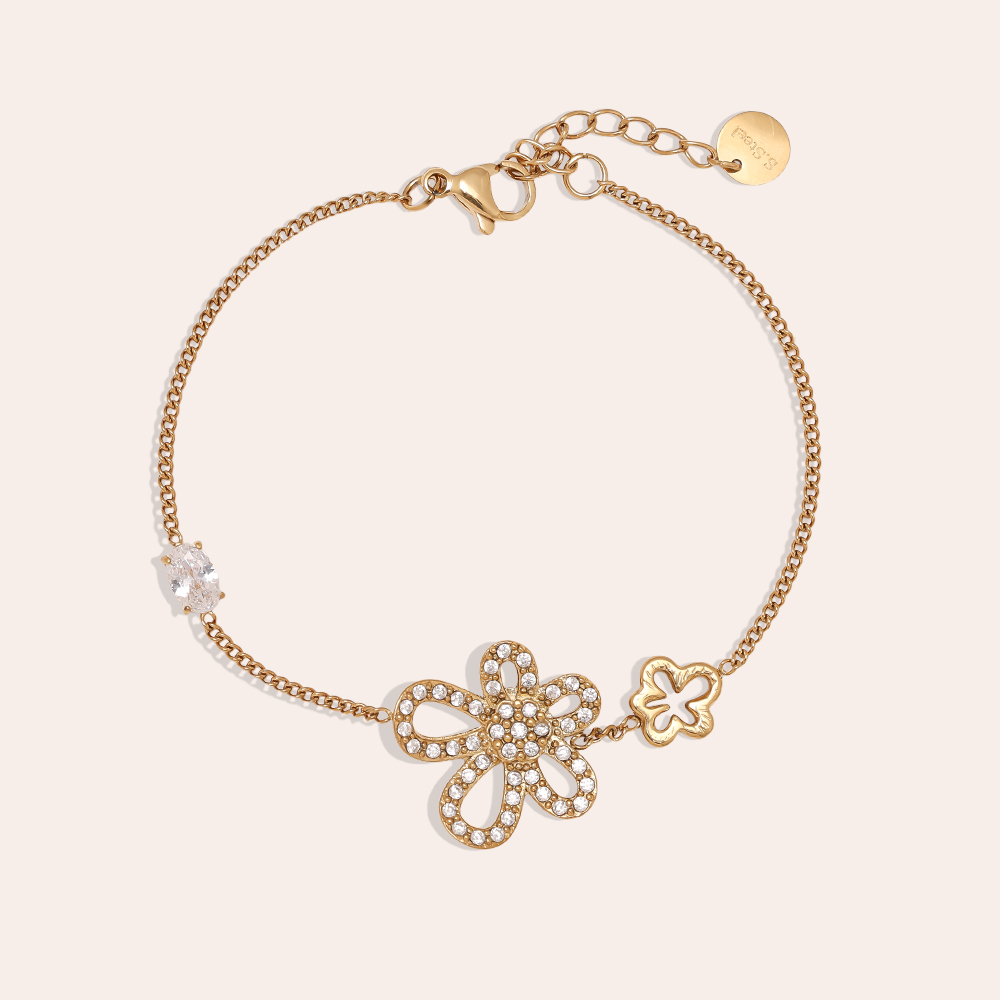 17cm Cool Diamond Flower stainless steel bracelet  