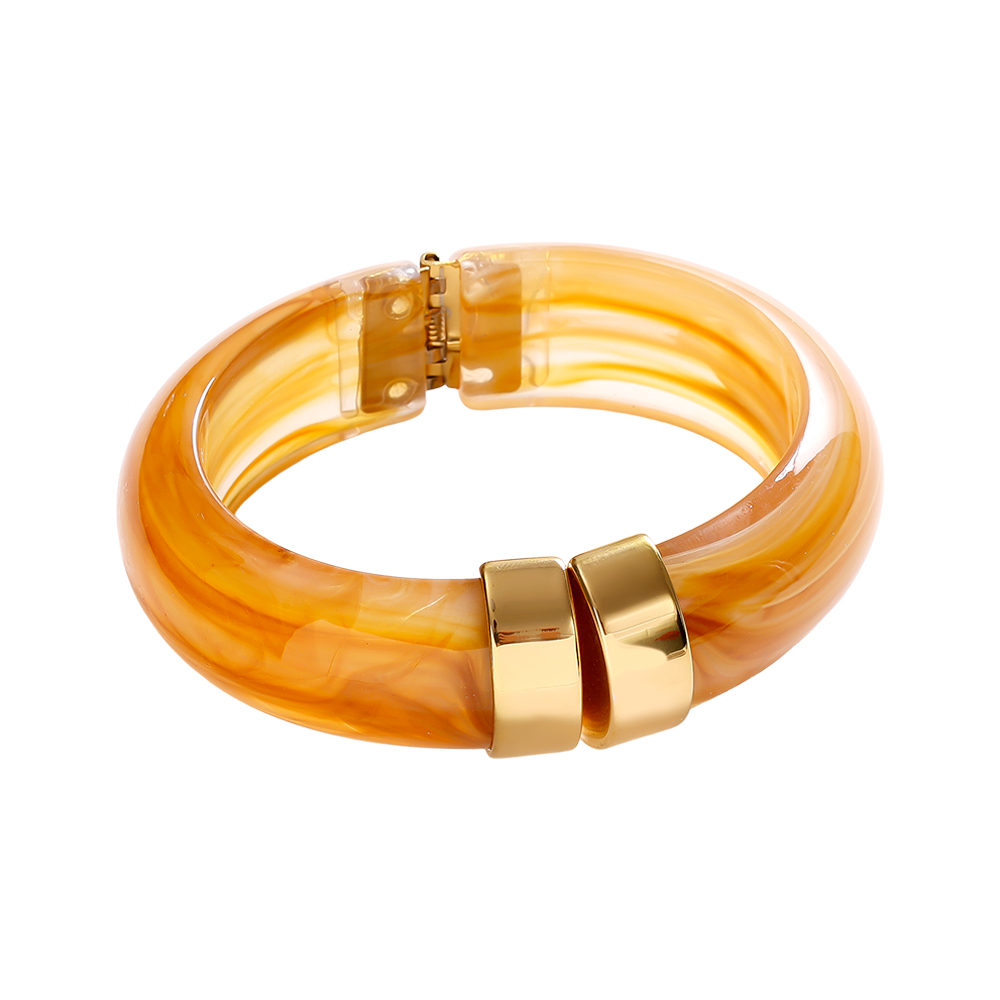 Round chunky resin stainless steel bangle  