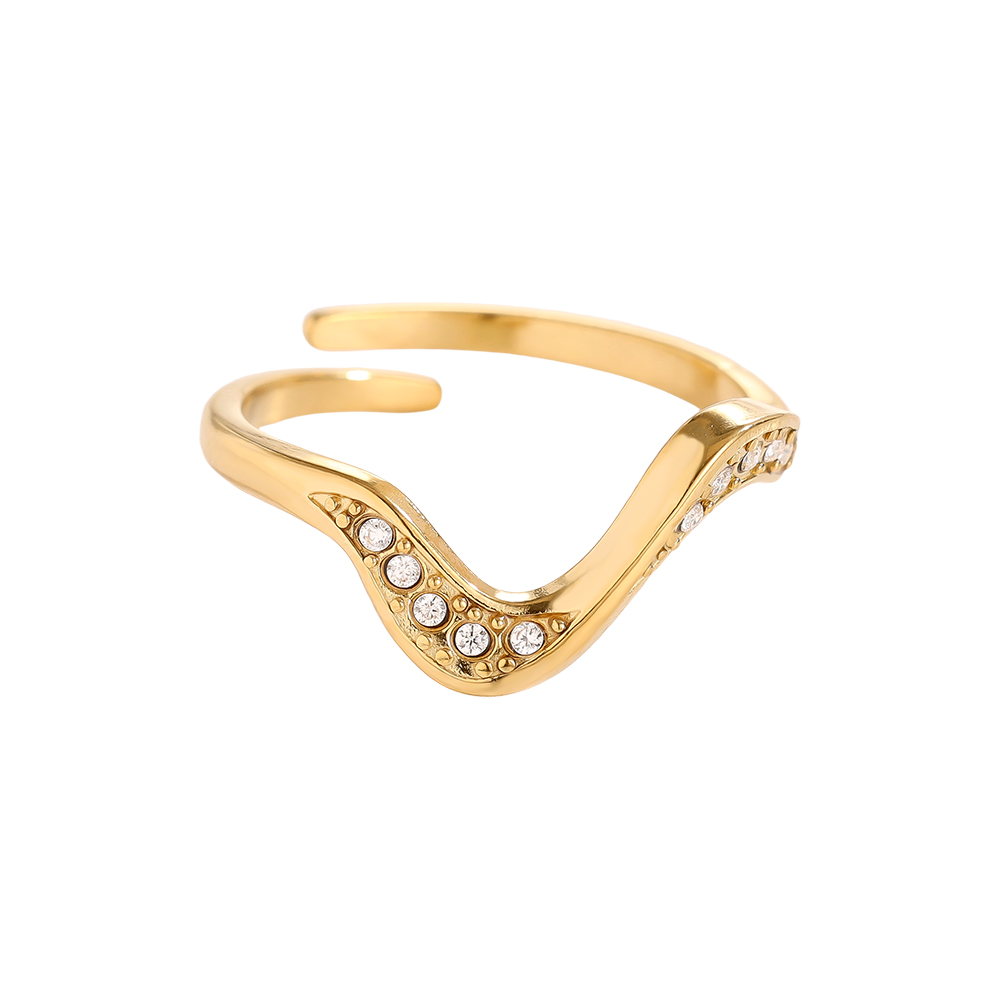Adjustable fine wave zirconia stainless steel ring 