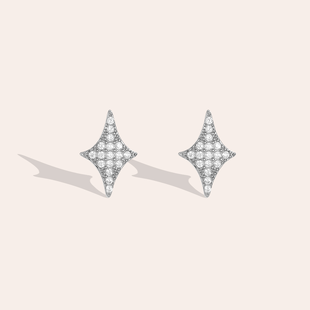 13mm Blink Star Zirconia Stainless Steel Earrings