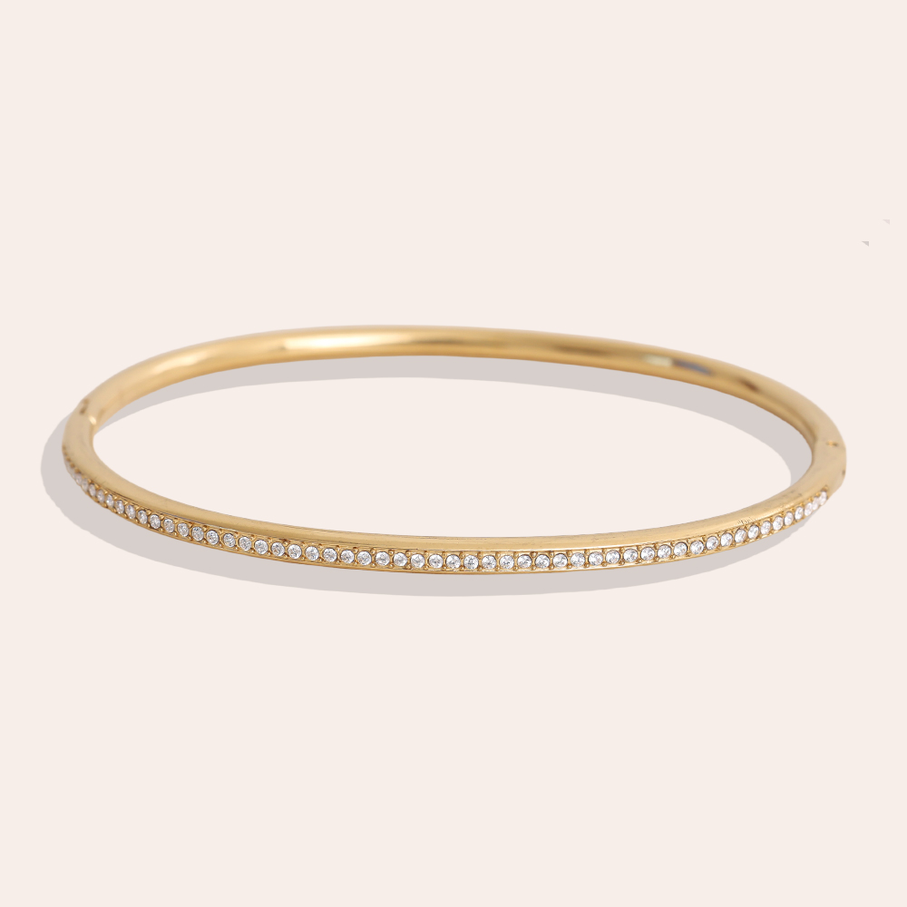 6.5cm Diameter Casual Diamond Stainless Steel Bangle      