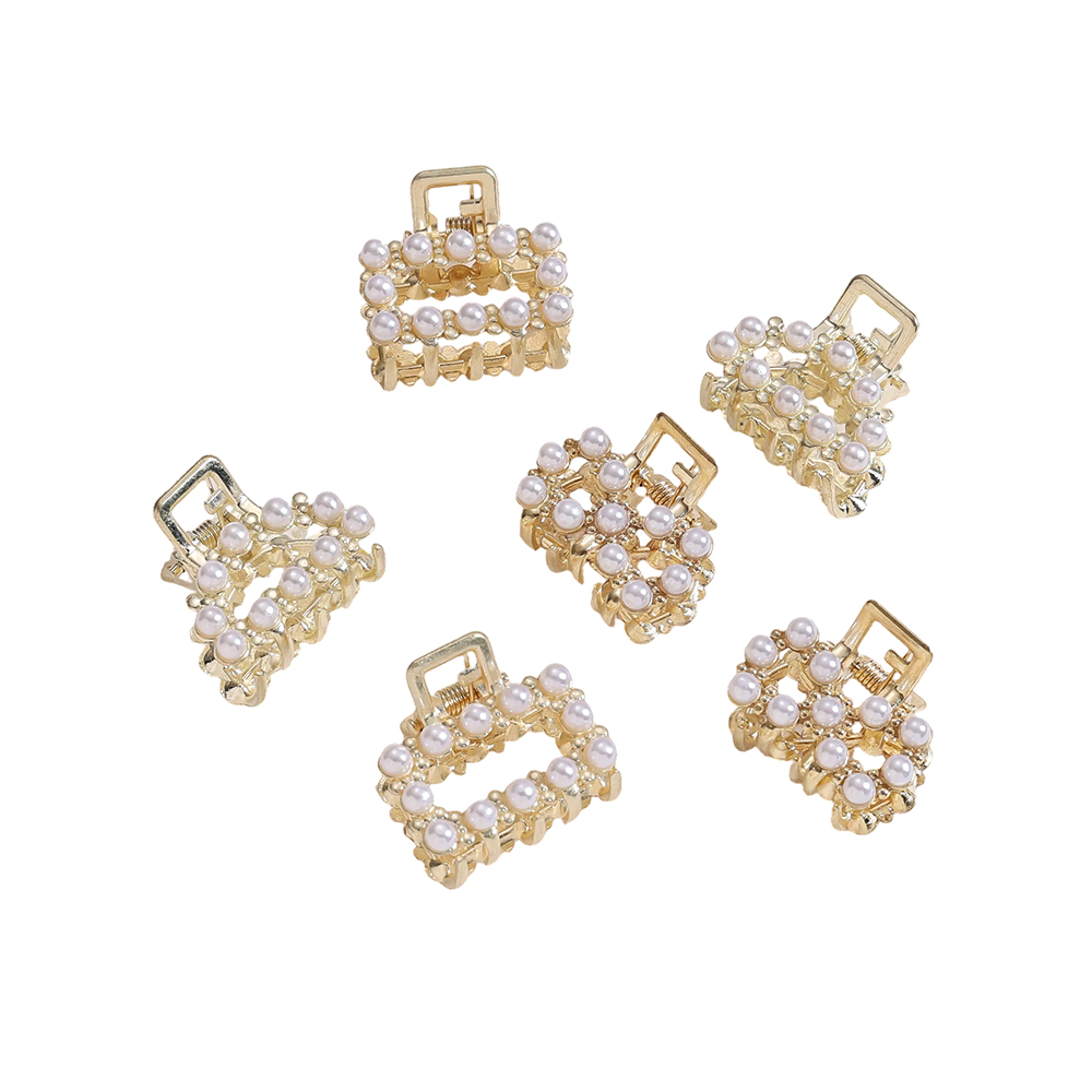 2.5cm 6 pcs. Small pearl hair clip set