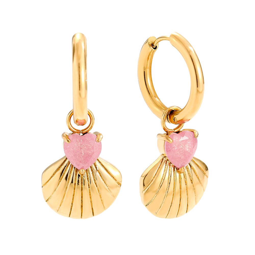 4.2cm Two Hearts Diamond Stainless Steel Earrings