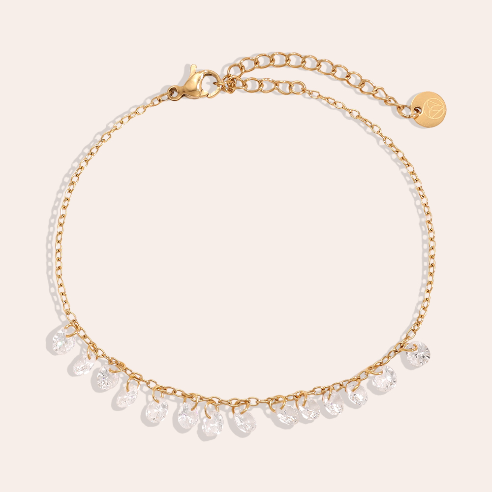 Stainless steel bracelet 17cm many round zirconia  