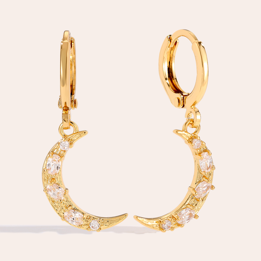 3cm Diamond Moon gold-plated earrings     
