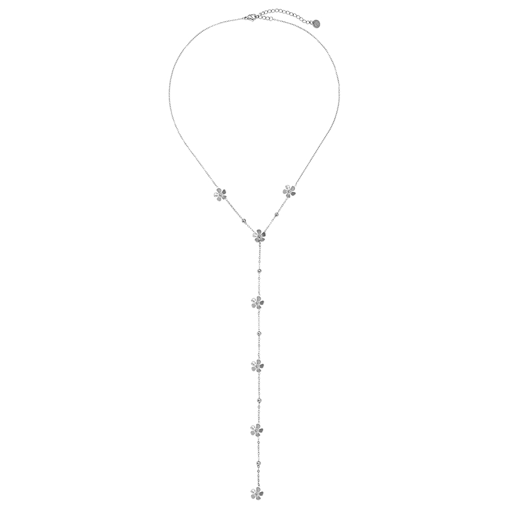 41cm Y-chain with flowers stainless steel necklace   