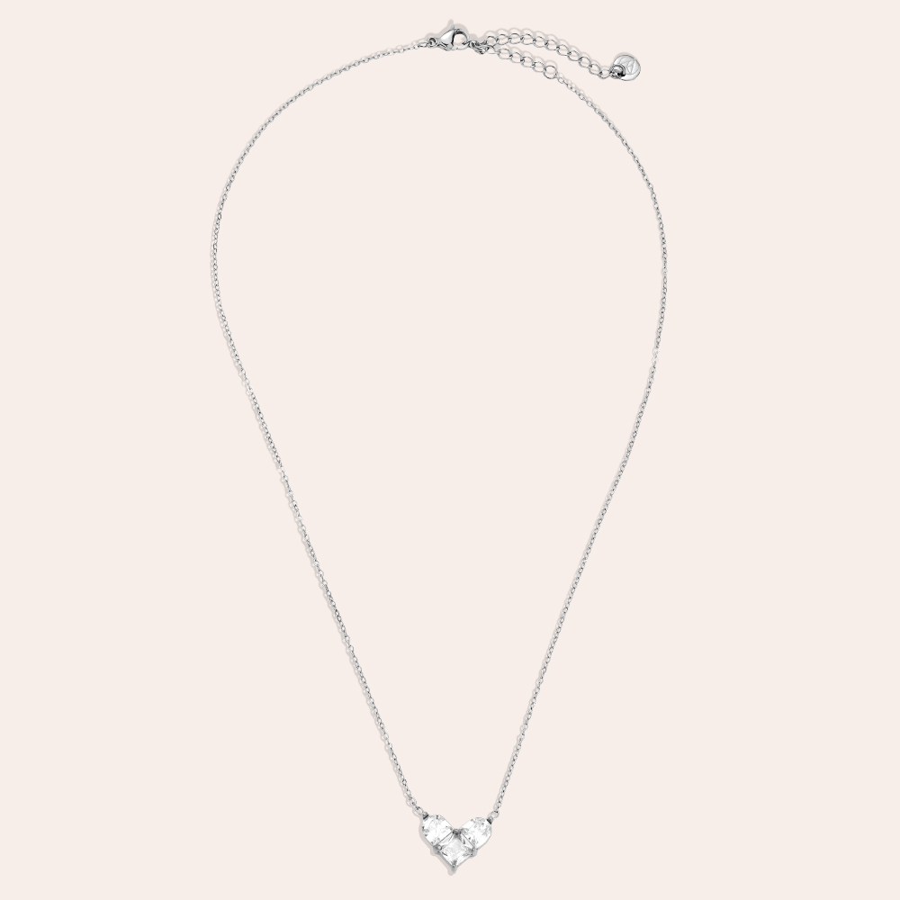 40cm Nice Diamond Heart stainless steel necklace     