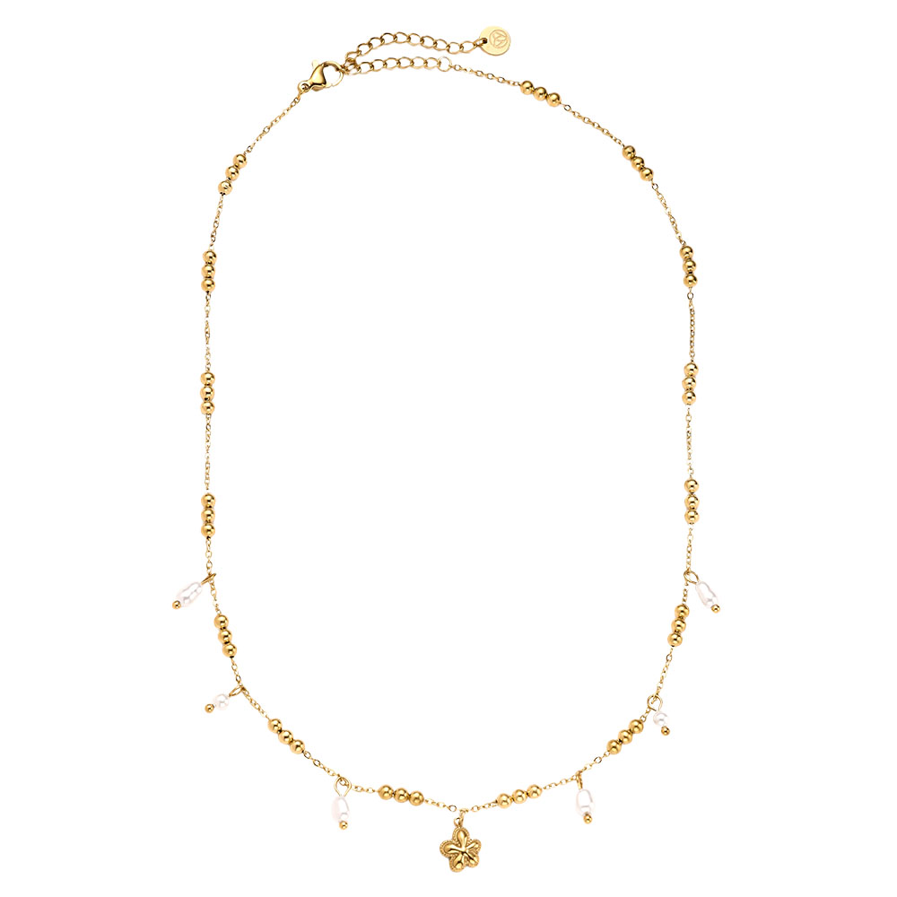 40cm Pearl Flower Fun stainless steel necklace 