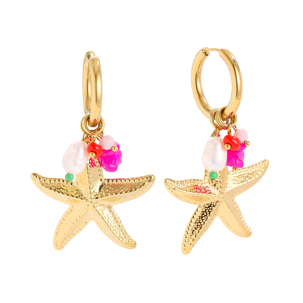 35*60mm starfish and many decorations stainless steel earrings      