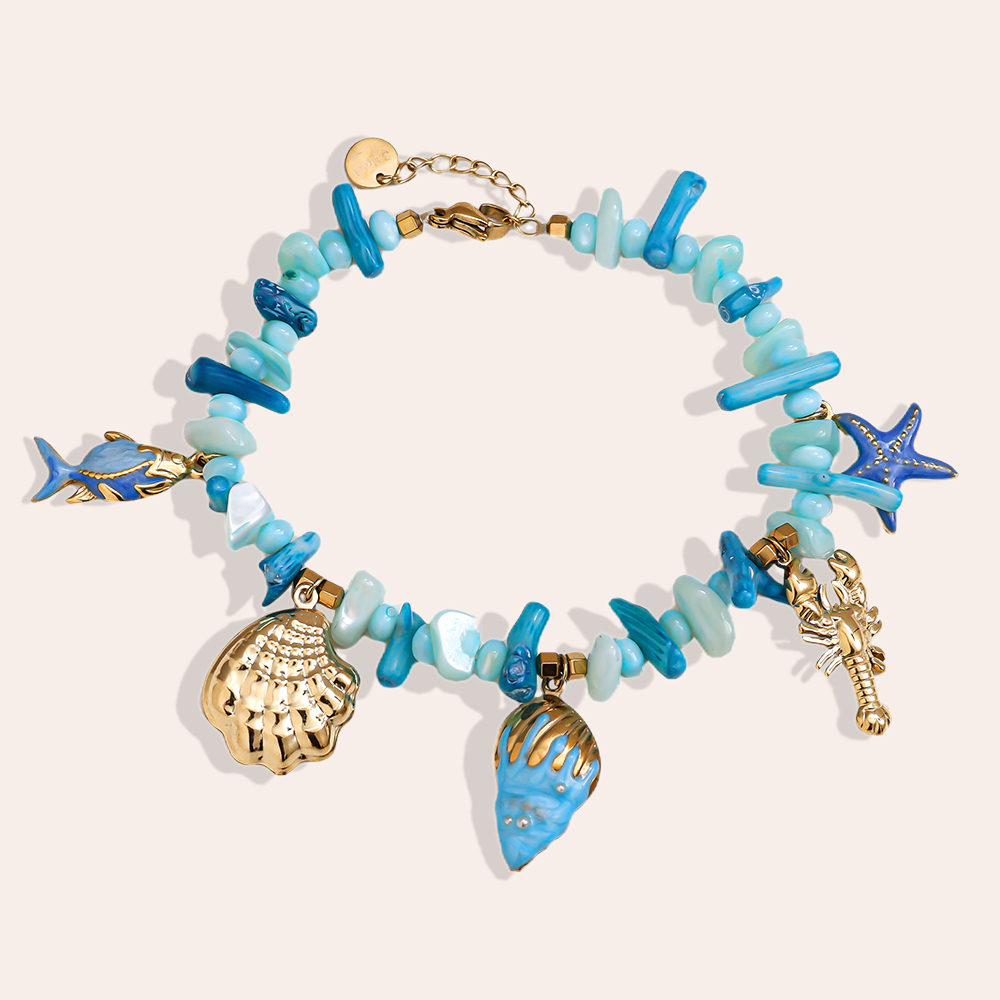 17cm blue sea stainless steel bracelet   