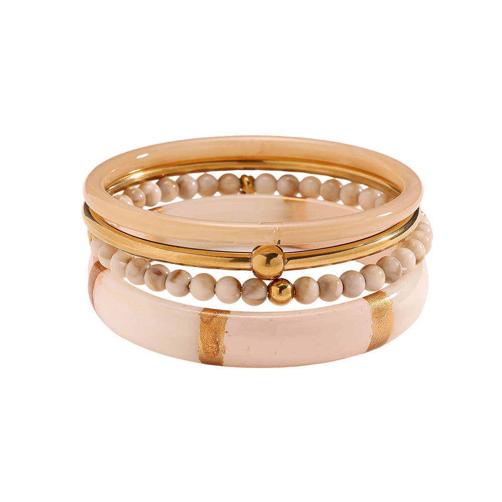 Stainless steel bangle set 6.5cm width 4 pieces acrylic  